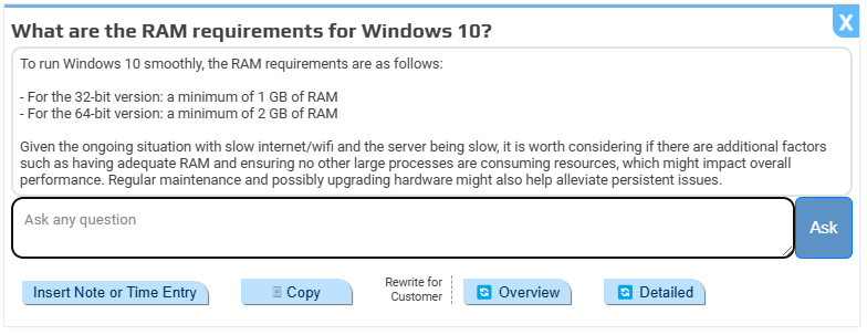 Chat GPT results example