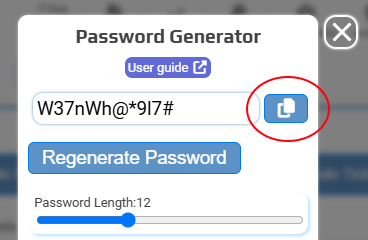 Click the copy button to copy the password to the clipboard