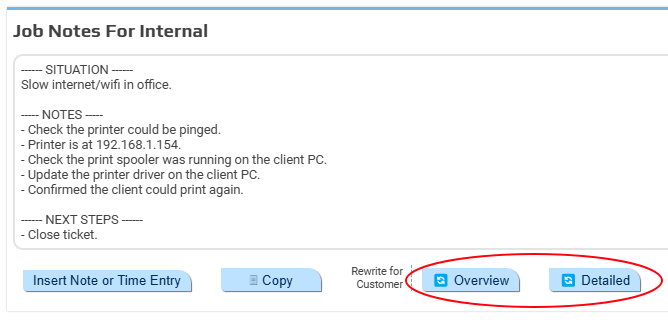 Click to rewrite any Insights output for the customer