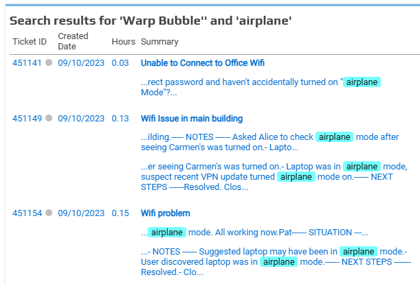 Advanced time entry search